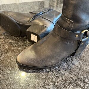 Stylish Black Leather Boots distressed